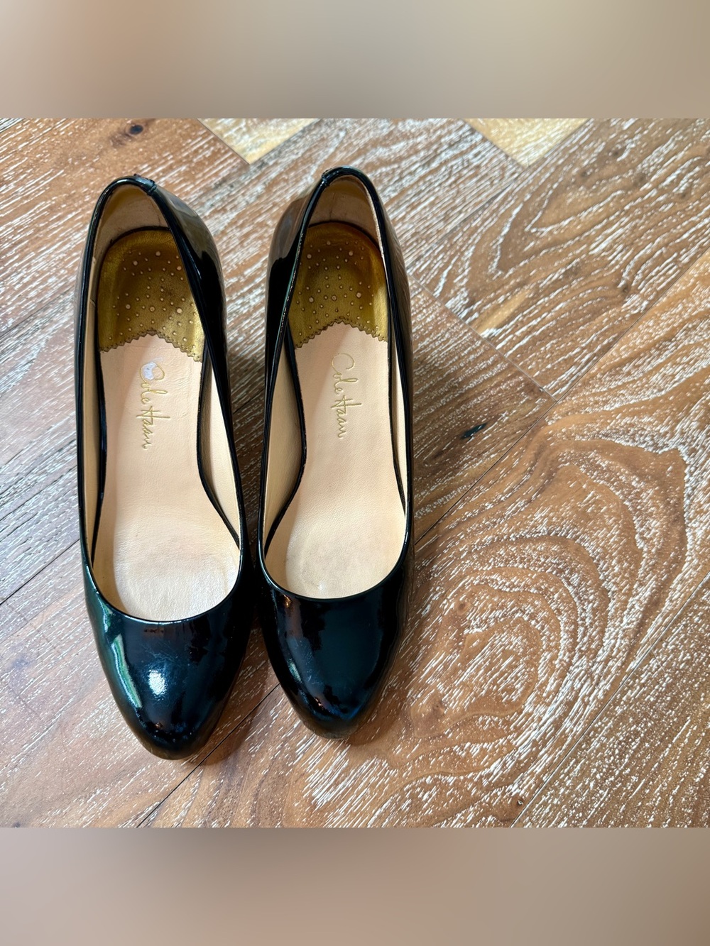 Cole Haan Nike Air Black Patent Leather Block Heel Pumps Heels Shoes / Size 6 - Picture 2 of 8